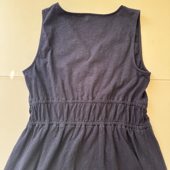 Talbots Dress Nantucket Slub Sleeveless Fit & Flare Blue Wrap Waist V Neck Sz M - Picture 13 of 14